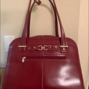 15" Leather Ladies Laptop Briefcase Burgundy